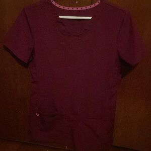 Women’s Small Heart Soul Burgundy Scrub Top